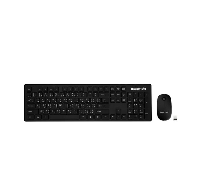 Promate Keymate-2 2.4Ghz Ultra-Slim Arabic Wireless Keyboard and Mouse, Black - Zoom Image 8