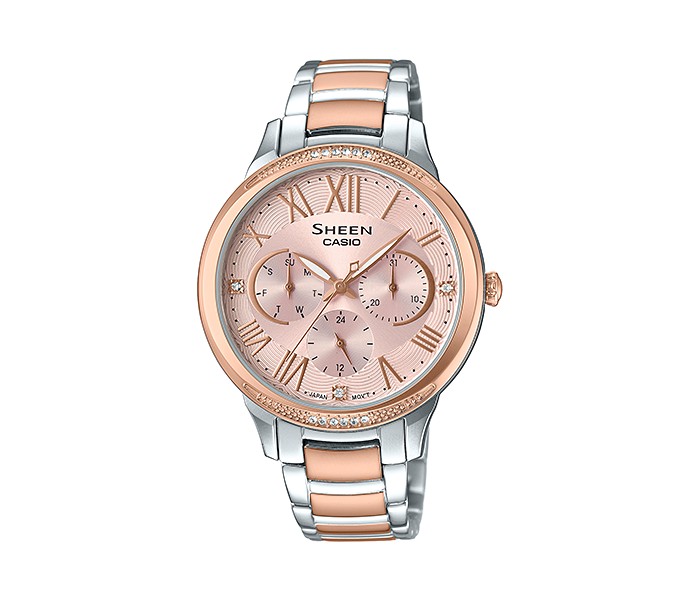 Casio Sheen SHE3058SPG-4AUDR Womens Analog Watch Silver and Rosegold - Zoom Image