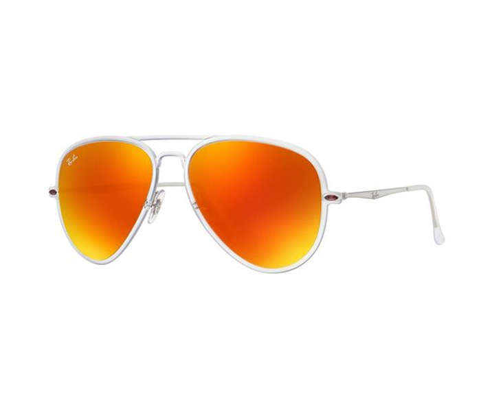 Ray-Ban RB4211-646/6Q-56 Pilot Clear Frame & Red Mirrored Sunglasses for Women - Zoom Image