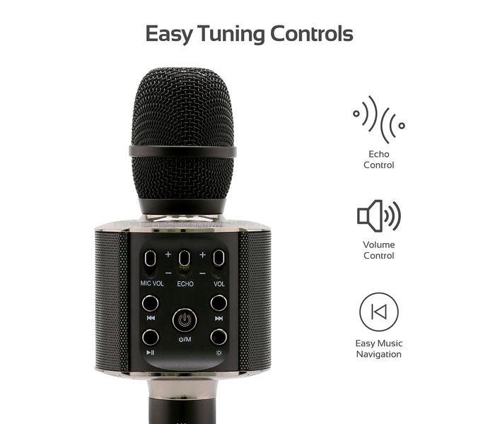 Promate Vocalmic-4 Portable Bluetooth Rechargeable Karaoke Mic with Phone Holder - Black - Zoom Image 3