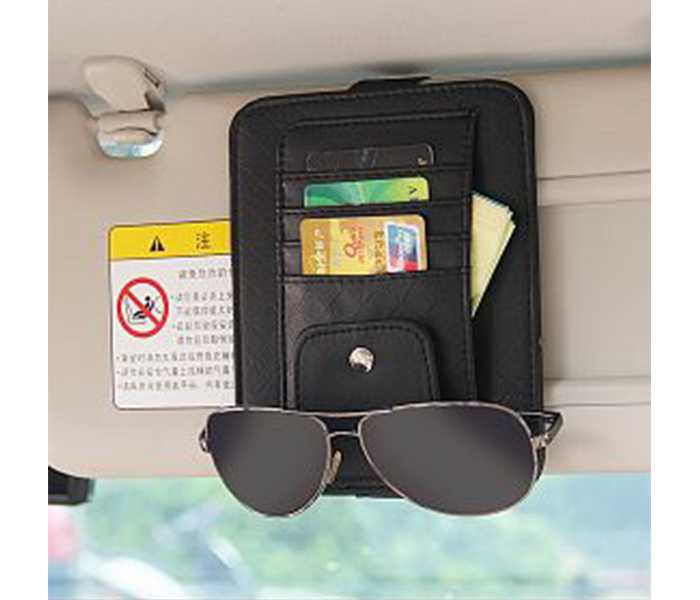 Offal Auto Sun Visor Organizer Pu Leather Pouch - Black - Zoom Image 2