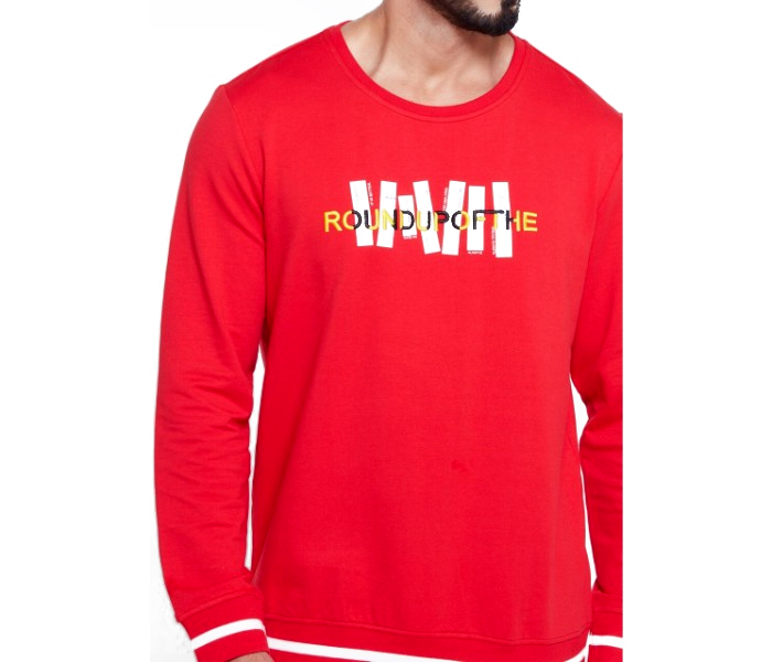 Petro OU10035 Solid Crew Neck Sweat Shirt 2XL- Red - Zoom Image 2