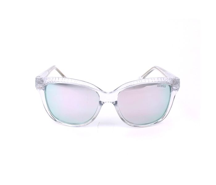 Guess GU 7401 26C Wayfarer White Transparent Frame & Silver Mirror Effect Mirrored Sunglasses for Women - Zoom Image 3