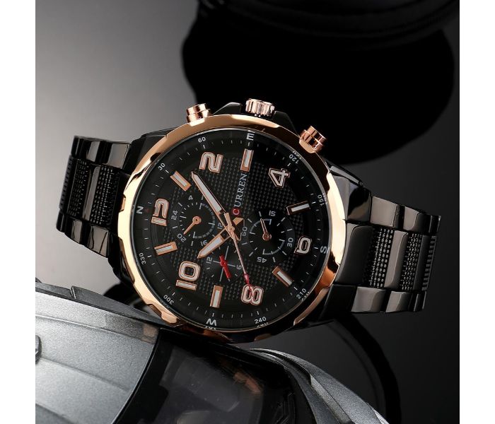 Curren 8276 Fashion Quartz Watch For Men Black - Zoom Image 2