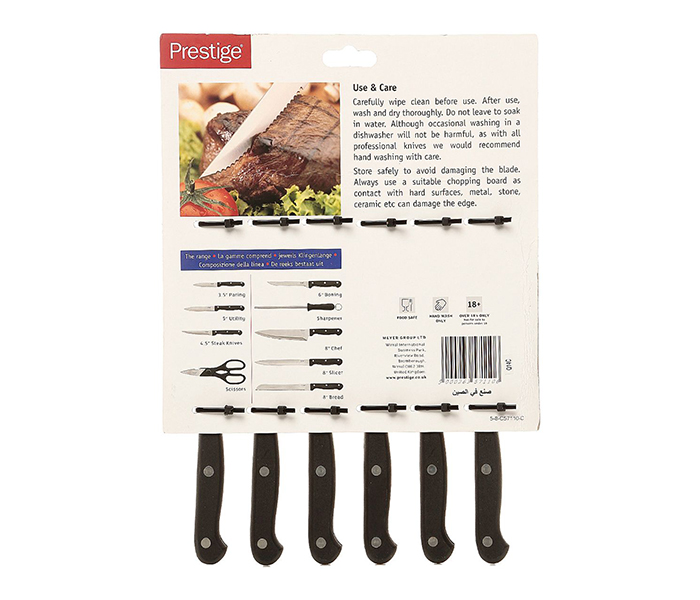 Prestige PR57110 11CM Serrated Steak Knife Set - 6 Pieces, Black - Zoom Image 1