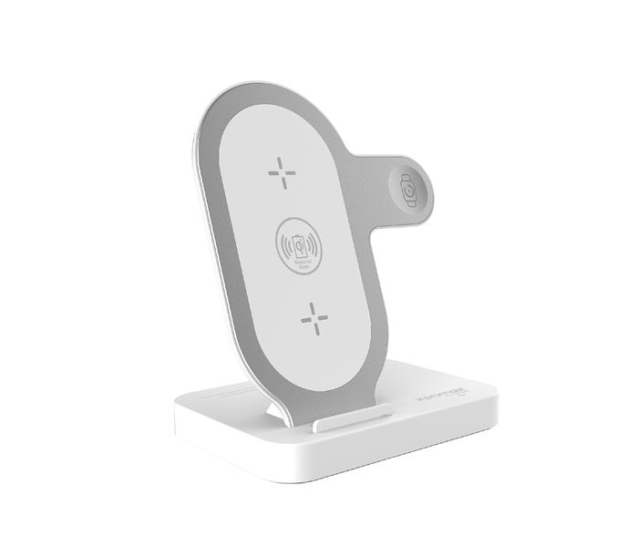 Promate AuraBase Fast Wireless Charging Stand with Anti Slip Surface, White - Zoom Image 1