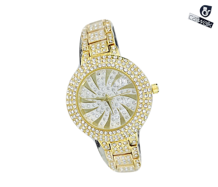 Catwalk CW-431 Genuine Quality Fashionable Cz Watch for Women - Gold - Zoom Image