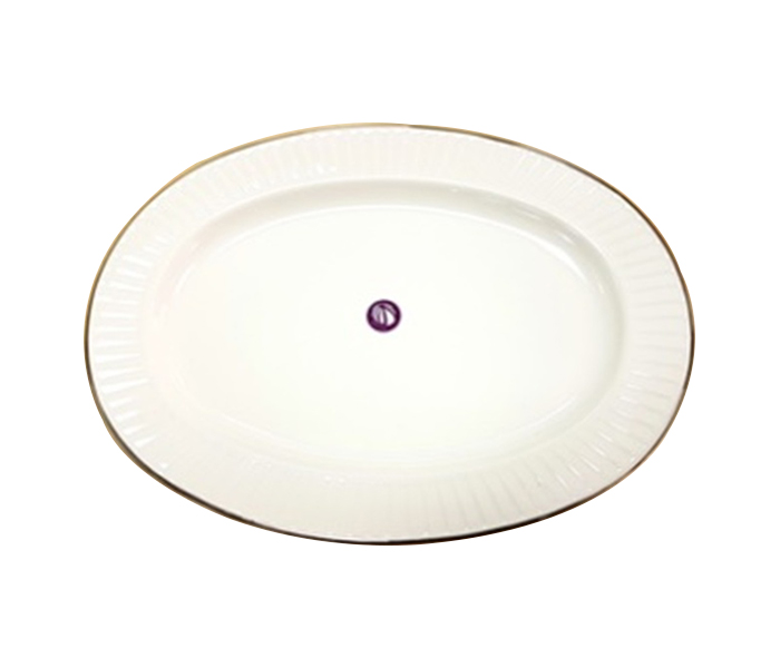 Qualitier QA-IP-1021 34 CM Drape Platinum Oval Plate - White - Zoom Image