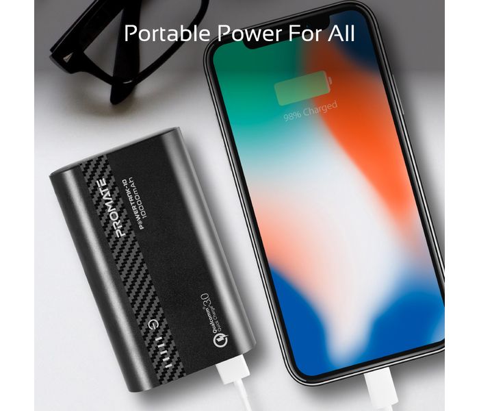 Promate Powertank-10 Portable 10000mAh with QC 3.0 and Over Charging Protection - Black - Zoom Image 5