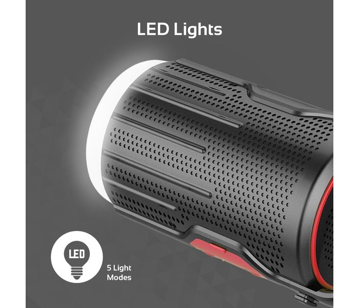 Promate CampMate-2 Portable LED Camp Light with Wireless Speaker & Integrated Power Bank, Red - Zoom Image 3