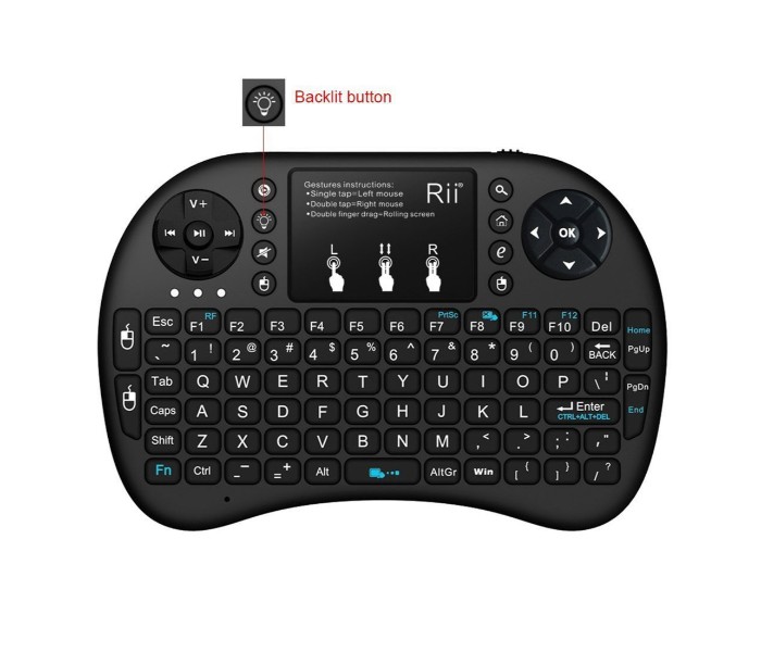 Mini Wireless Keyboard with Touchpad Mouse, LED Backlit MK563 Black - Zoom Image 1