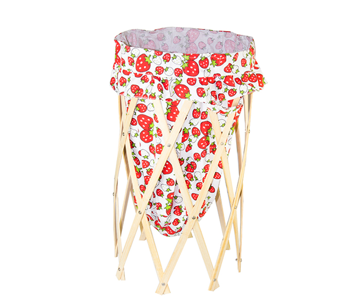 In-House Lb-1019 Bamboo Folding Laundry Basket - Red - Zoom Image 3