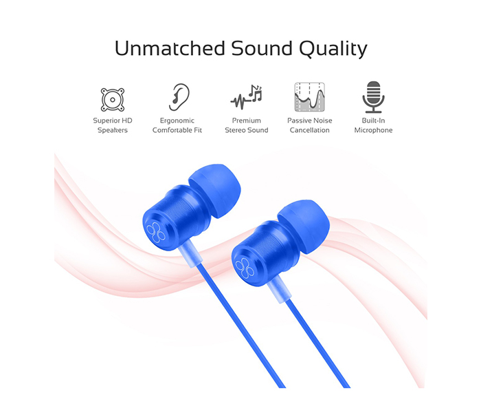 Promate Travi Dynamic In-Ear Stereo Earphones with In-Line Microphone - Blue - Zoom Image 2