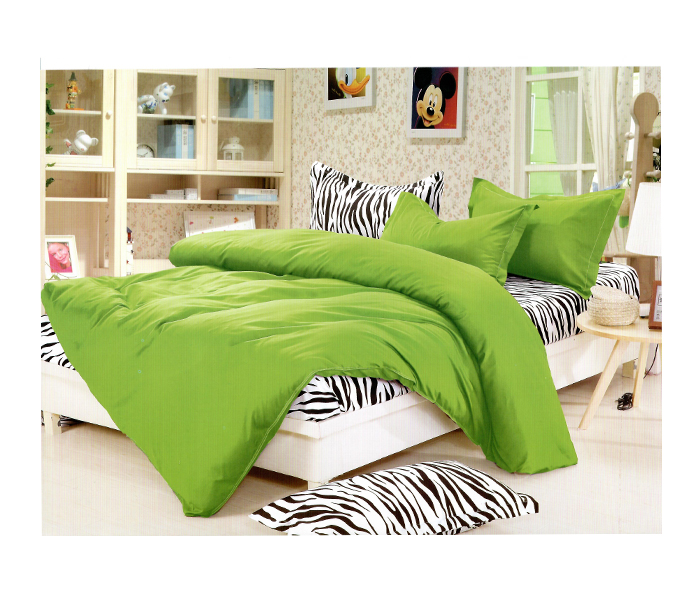 AMH ZB004 6 Pieces High Quality Cotton Double Size Bed Sheet with Quilt Cover & Pillow Case - Green - Zoom Image