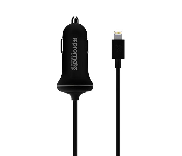 Promate PROCHARGELT Car Charger with Lightning Connector for iPad, iPhone, and iPod - Black - Zoom Image 6