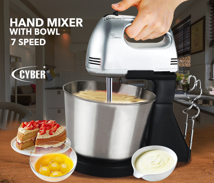 Cyber CYHM-3343 Hand Mixer With Bowl Black and Silver - Zoom Image 1