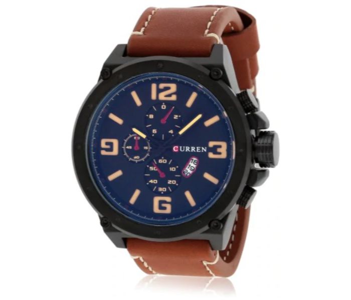 Curren 8230 Fashion Quartz Watch For Men Brown And Blue - Zoom Image