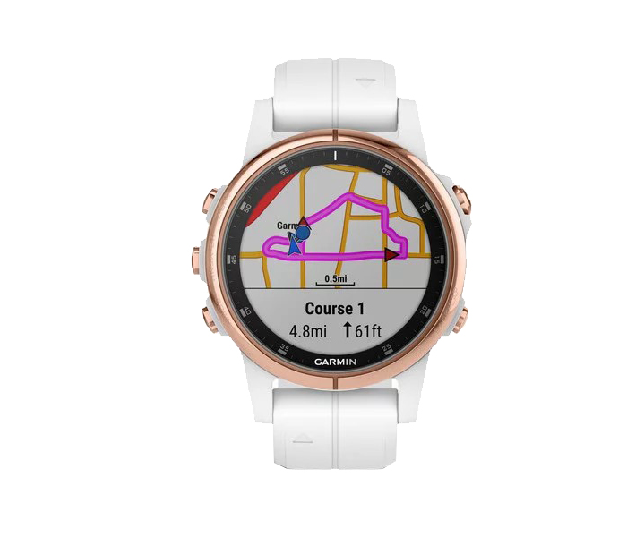 Garmin 010-01987-07 Fenix 5S Plus Smartwatch - Sapphire Rose Gold-tone with White Band - Zoom Image 1