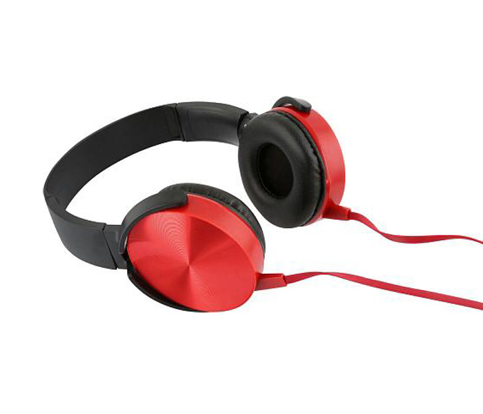 XE Fashionable Extra Bass On-Ear Wired Headset With Mic - Red - Zoom Image