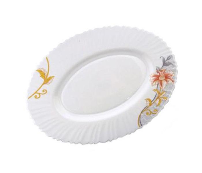 Royalford RF6096 14-inch Opal Ware Dream Rose Oval Plate - White - Zoom Image