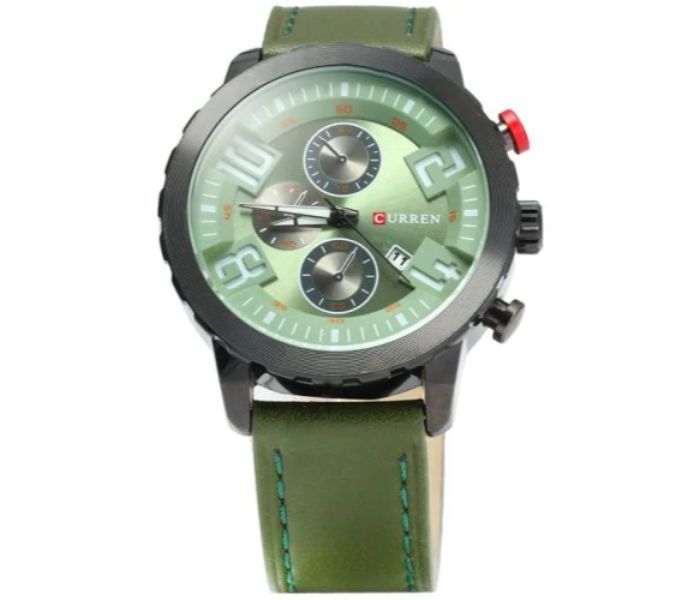 Curren 8193 Date Display Quartz Watch With Leather Strap For Men Green - Zoom Image 2