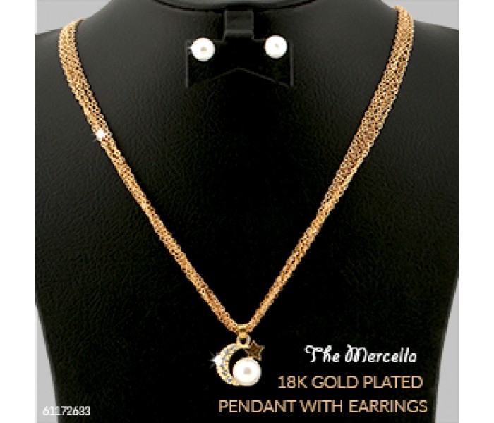 The Mercella Pearl Drop 18K Gold Plated Pendant with Earrings Set 61172633 - Zoom Image 2