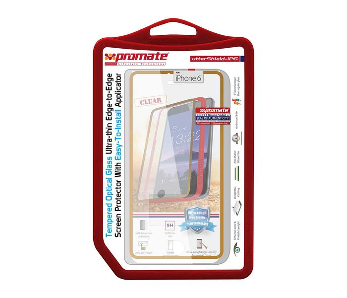 Promate UtterShield-iP6 Tempered Glass Ultra Thin Screen Protector, Gold - Zoom Image 1