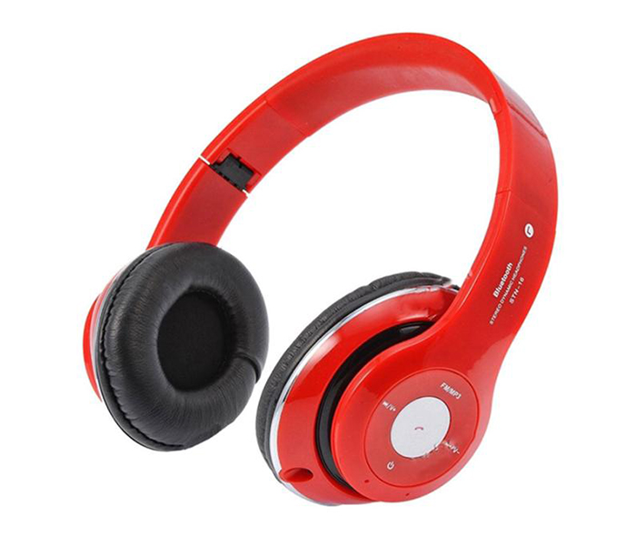 STN-13 Wireless Bluetooth Extra Bass Over-Ear Headphones With Mic - Red - Zoom Image 2