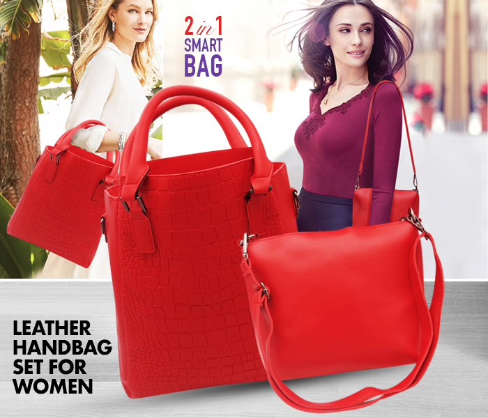 Taqdeer WP-306 Trend PU Leather 2 Pieces Handbag For Women - Red - Zoom Image 4