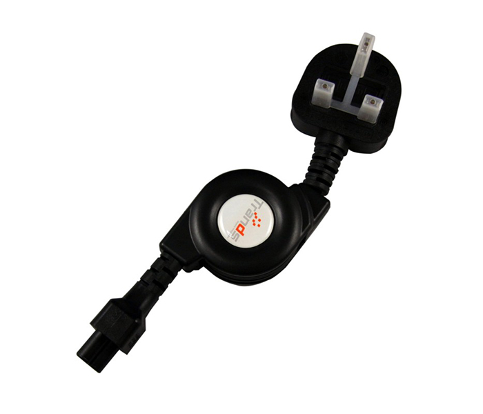 Trands TR-CA5453 Retractable Laptop Charger Cable - Black, 1 Meter - Zoom Image 1