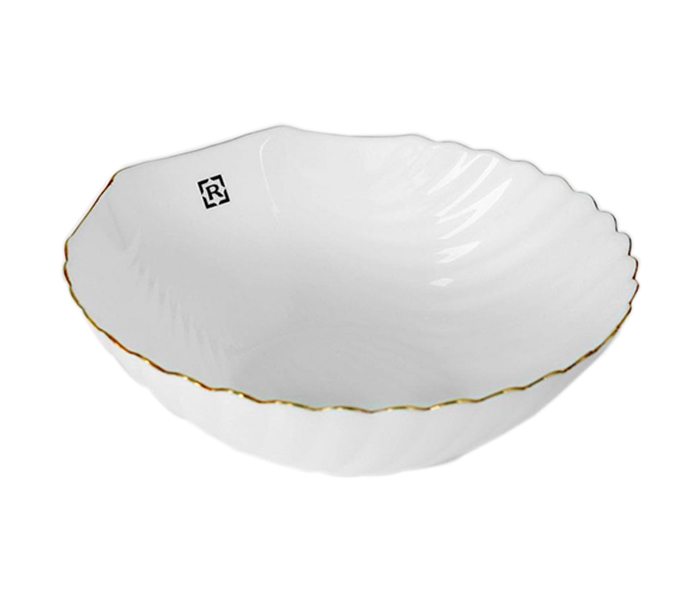 Royalford RF8848 9.5-inch Opal Ware Bowl Shell Golden Rim - White - Zoom Image