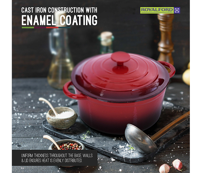 Royalford RFU9055 26CM Cast Iron Enamel Coating Cooking Pot - Red - Zoom Image 8