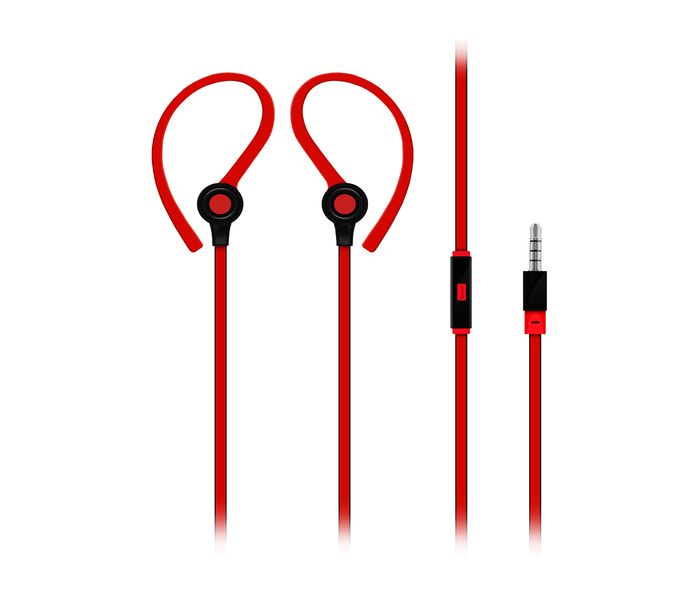 Promate Jazzy In Ear Wired Earhook Headphones with Built-In Microphone, Red - Zoom Image 6