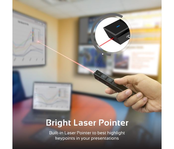 Promate Vpointer-3 2.4GHz Ultra-Slim Professional Wireless Presenter with Laser Pointer, Black - Zoom Image 4