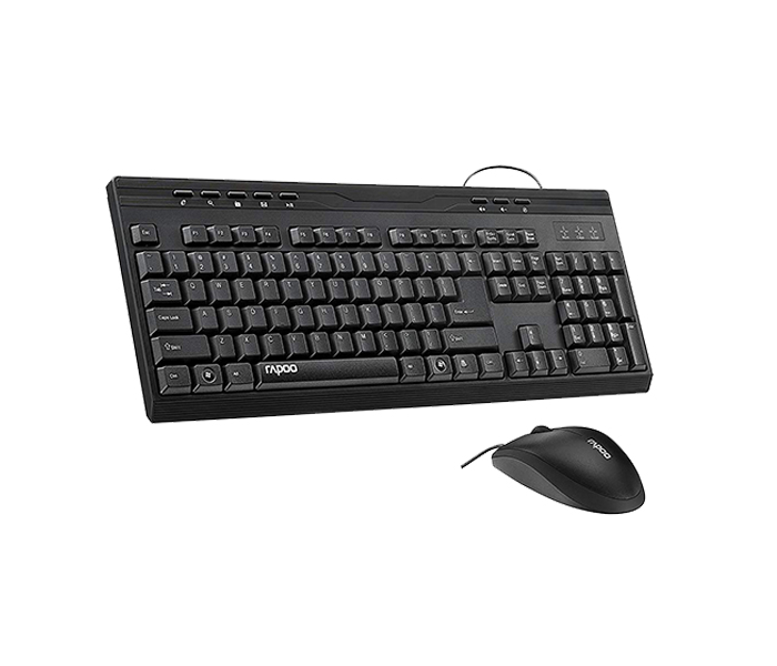 Rapoo NX1710 Combo Wired Optical Mouse & Keyboard - Arabic, Black 17719 - Zoom Image 2