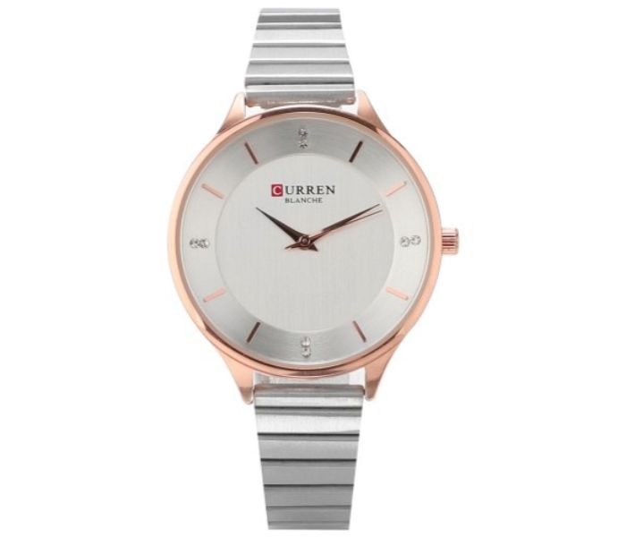 Curren 9041 Analog Quartz Watch For Women Silver and Rose Gold - Zoom Image