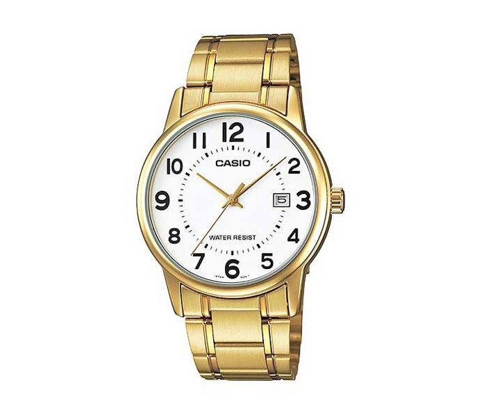 Casio MTP-V002G-7BVDF Mens Analog Watch White and Gold - Zoom Image