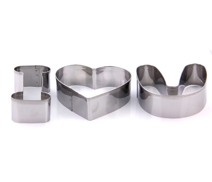 In-house HHNE-7805 3 Pieces I Love U Cookie Cutter Set Stainless Steel - Zoom Image 1