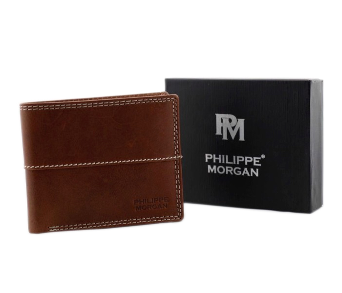 Philippe Morgan PM031 Men Leather Bifold Wallet Brown - Zoom Image 1