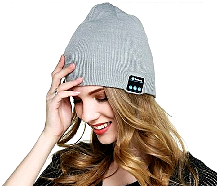 Wireless Beanie Headphone Stereo Music Headset With Winter Hat bowl Cap - Grey - Zoom Image 1