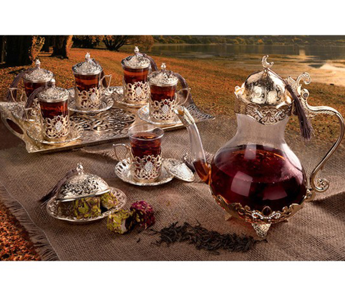 Royalford RF8363 22 Pieces Turkish Tea Set - Gold - Zoom Image