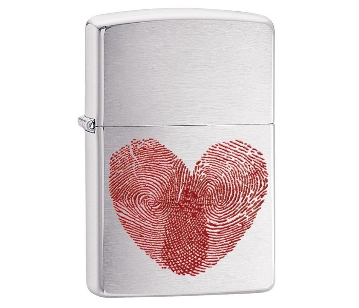 Zippo 29068 Heart Thumbprint Lighter Silver and Red - Zoom Image 1