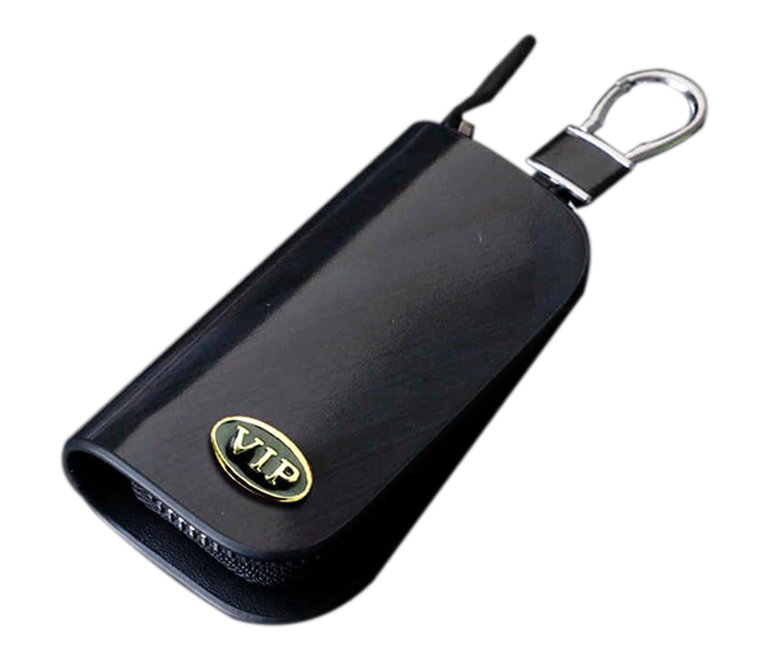 3XR Genuine Leather Car Key Chain Wallets - Black - Zoom Image