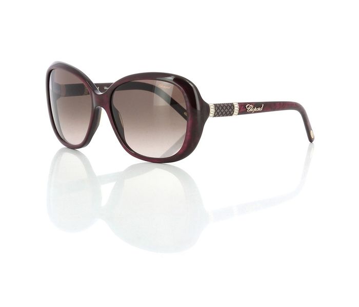 Chopard SCH149S 09E7 Round Bordeaux Pearled & Red Frame and Brown Mirrored Sunglasses for Women - Zoom Image 1