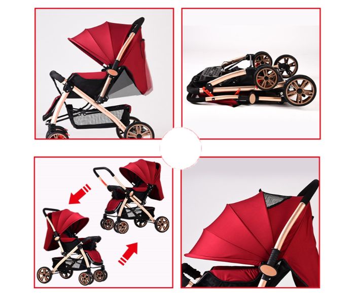 Foldable Anti shock Baby Stroller AR-135-1 Brick Red - Zoom Image 1