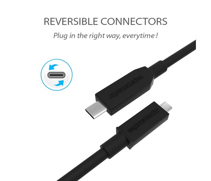 Promate UniLink-CMU Type C to Micro USB Sync and Charging Cable for Type-C Devices - Black - Zoom Image 2