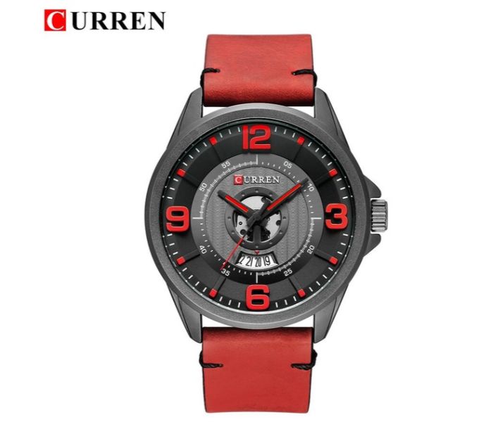 Curren 8305 Fashion Quartz Watch For Men Red and Black - Zoom Image