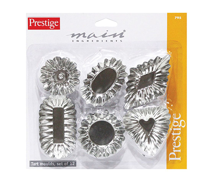 Prestige PR795 12 Pieces Tart Moulds Set, Silver - Zoom Image 1