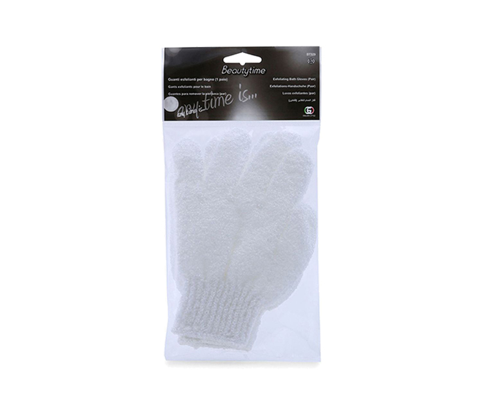 Beautytime N10987772A Pair Of Exfoliating Bath Gloves - White, One Size - Zoom Image