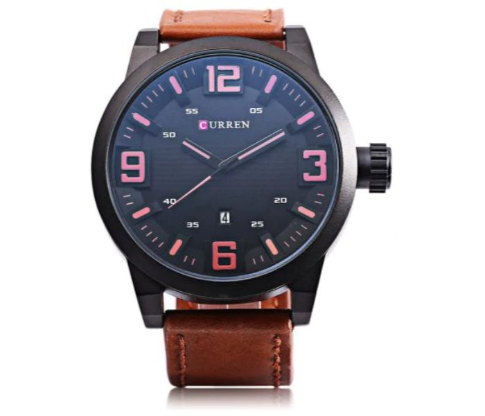 Curren 8241 Analog Quartz Watch For Men Brown And Blue - Zoom Image 2